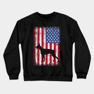 Doberman Pinscher American Flag Crewneck Sweatshirt